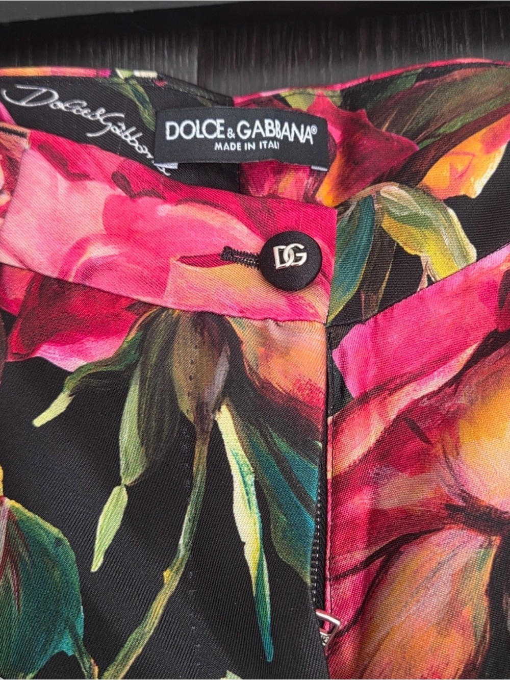 Dolce & Gabbana Pink Black Floral Print Bermuda Shorts